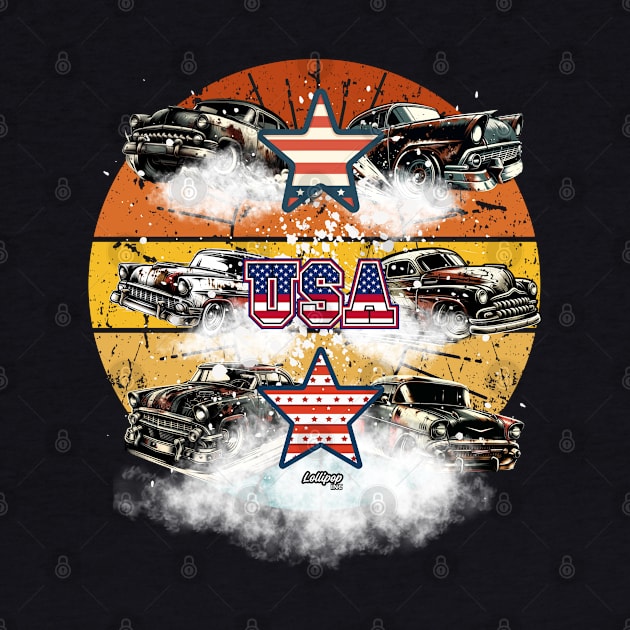 USA - Vintage Classic American Muscle Car - Hot Rod and Rat Rod Rockabilly Retro Collection by LollipopINC